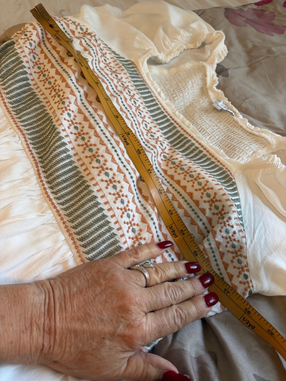 Baltic Born White Embroidered Smocked Midi Dress - Picture 8 of 9